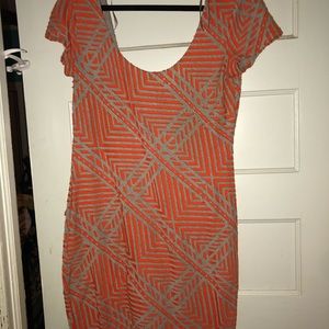 Orange and Gray Midi Dress